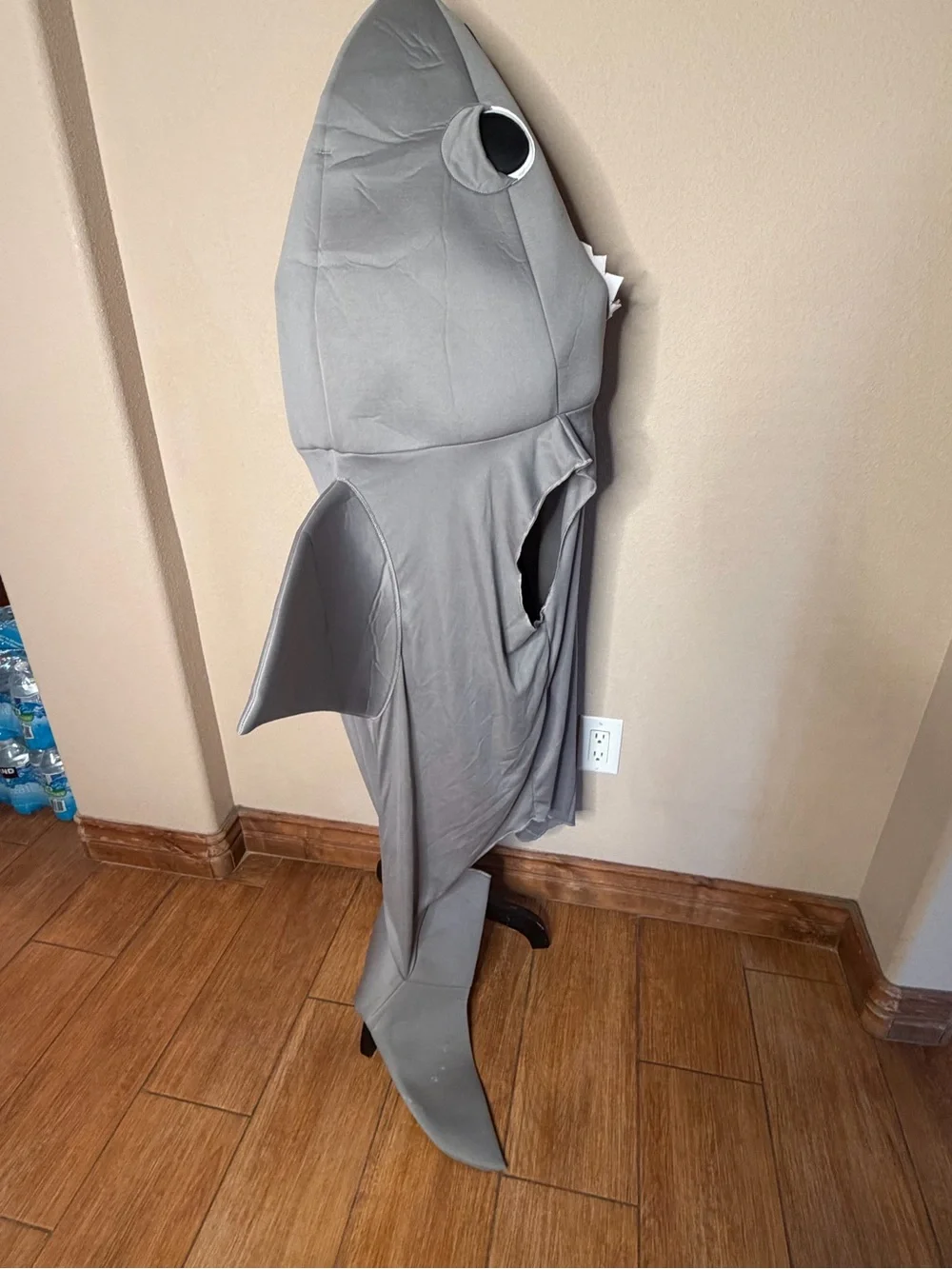ADULT Gray Shark Costume with Red Mouth Trim one size.